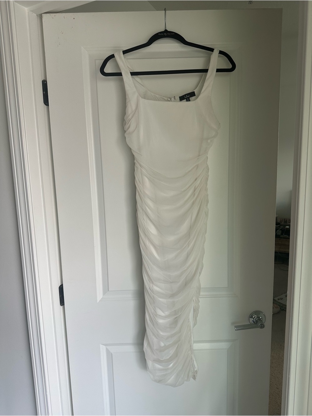 Lulu's White Ruched Maxi Dress